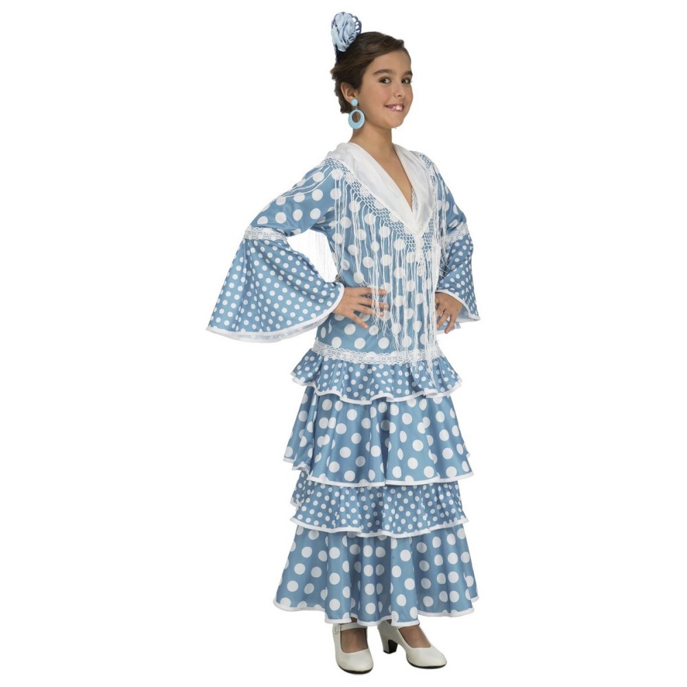 Costume for Children My Other Me Huelva Flamenco Dancer 7-9 Years Turquoise