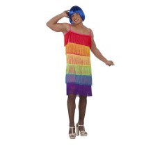 Costume for Adults My Other Me Rainbow  Multicolour Dress With tassles Size 54