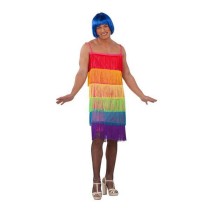 Costume for Adults My Other Me Rainbow  Multicolour Dress With tassles Size 54