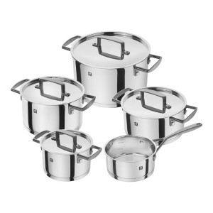 Casserole avec Couvercle Zwilling 71160-005-0 Noir Argenté 5 Pièces Ø 24 cm Ø 20 cm Ø 16 cm 1,5 L 2 L 3 L 6 L 3,5 L (5 Unités)