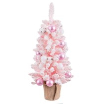 Sapin de Noël Rose PVC Fleurs Balles 30 x 30 x 90 cm