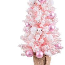 Sapin de Noël Rose PVC Fleurs Balles 30 x 30 x 90 cm