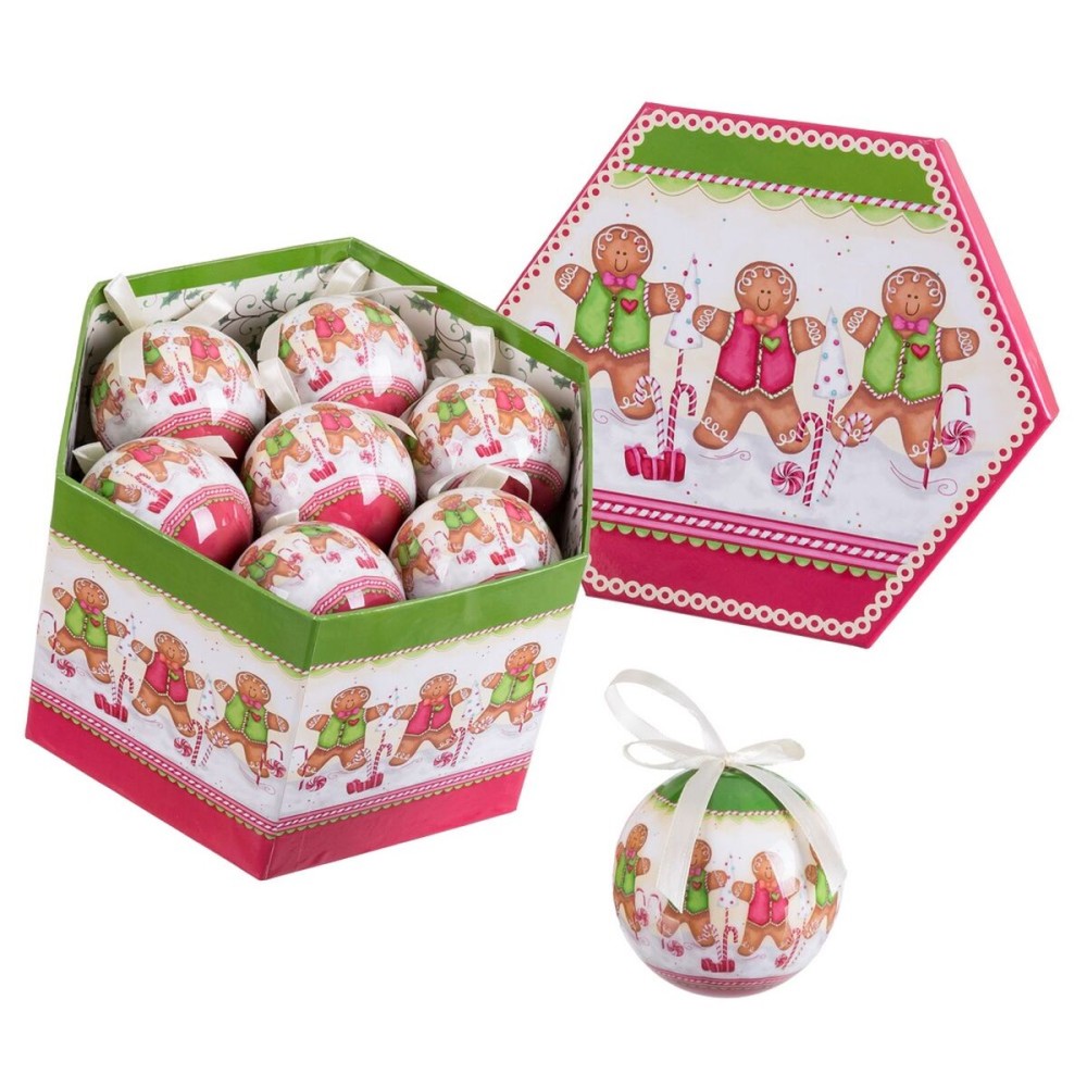 Christmas Baubles Multicolour Polyfoam Ø 7,5 cm Gingerbread Man (14 Units)