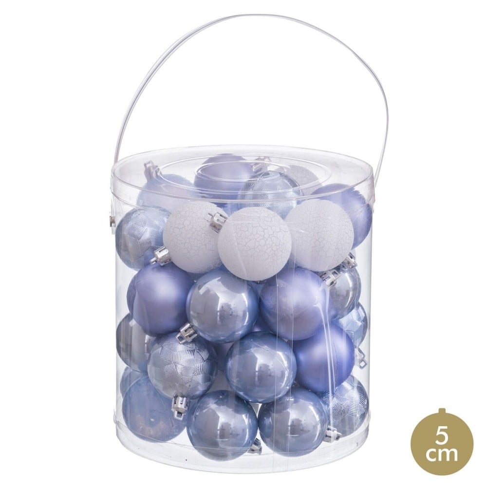 Boules de Noël Bleu Plastique Ø 5 cm (40 Unités)