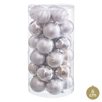 Christmas Baubles Silver Plastic Ø 6 cm (30 Units)