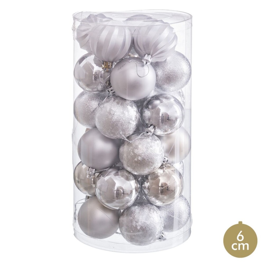 Boules de Noël Argenté Plastique Ø 6 cm (30 Unités)