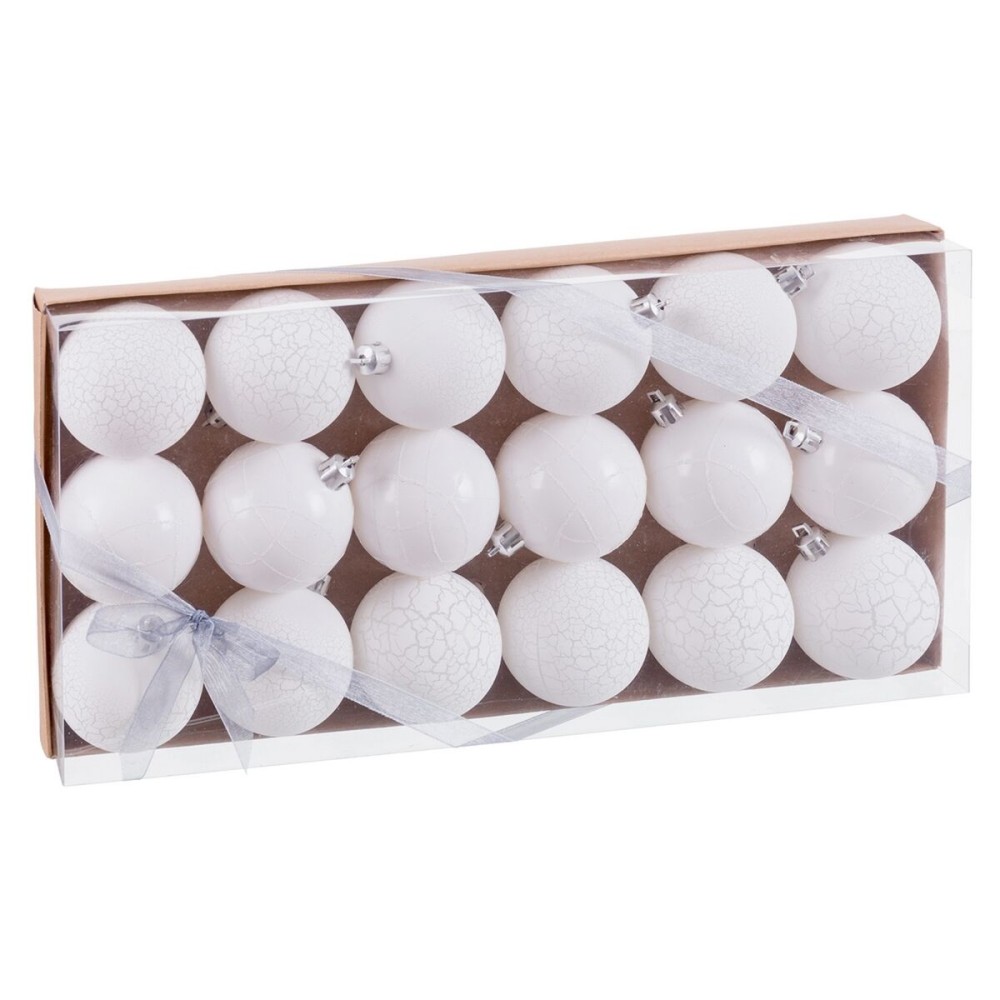 Boules de Noël Blanc Plastique Ø 6 cm (18 Unités)