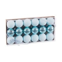 Boules de Noël Bleu Plastique Ø 4 cm (18 Unités)