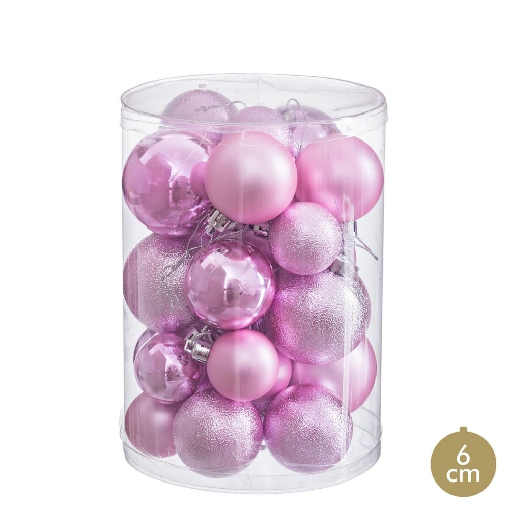 Boules de Noël Rose Plastique (27 Unités)