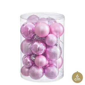 Christmas Baubles Pink Plastic (27 Units)