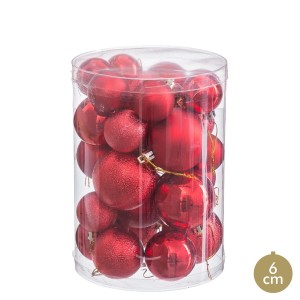 Boules de Noël Rouge Plastique (27 Unités)