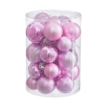 Boules de Noël Rose Plastique (27 Unités)