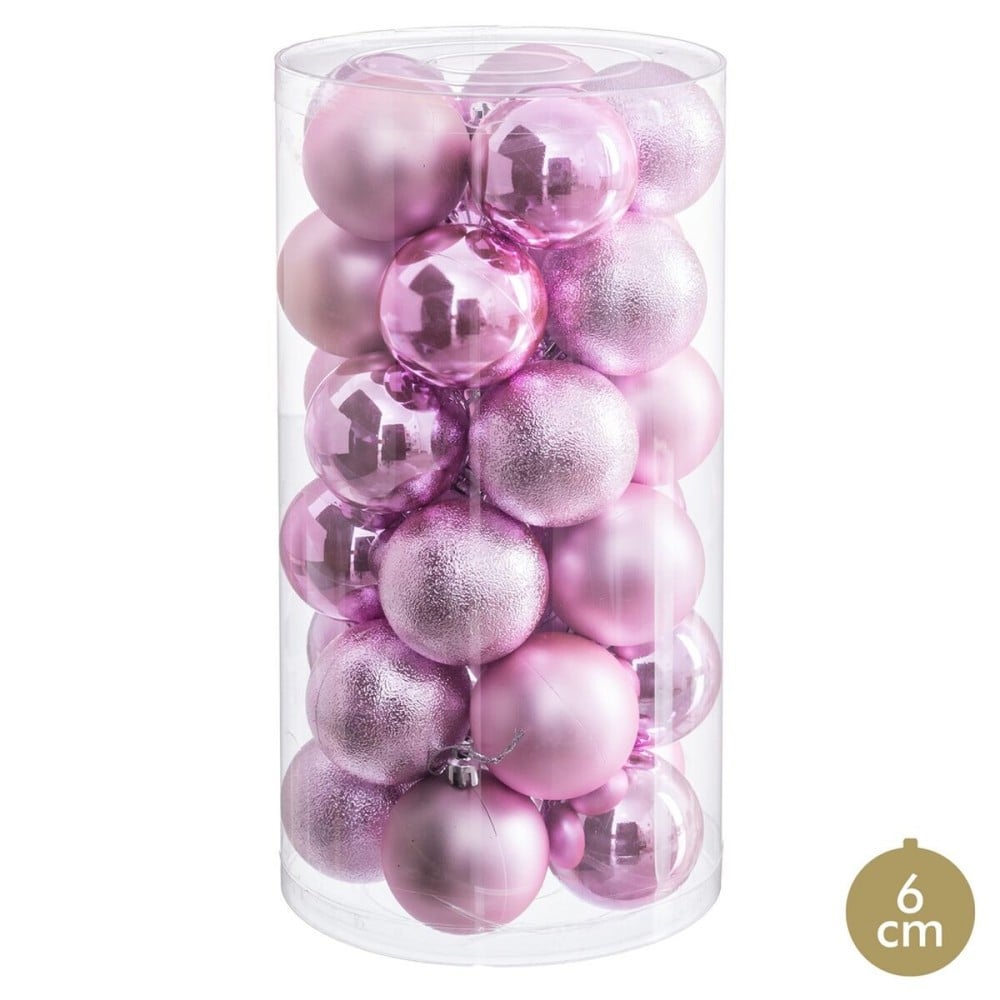 Boules de Noël Rose Plastique Ø 6 cm (30 Unités)