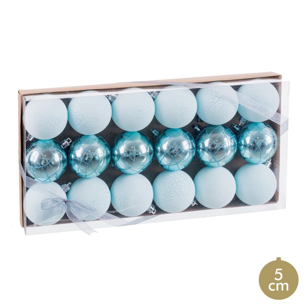 Boules de Noël Bleu Plastique Ø 5 cm (18 Unités)