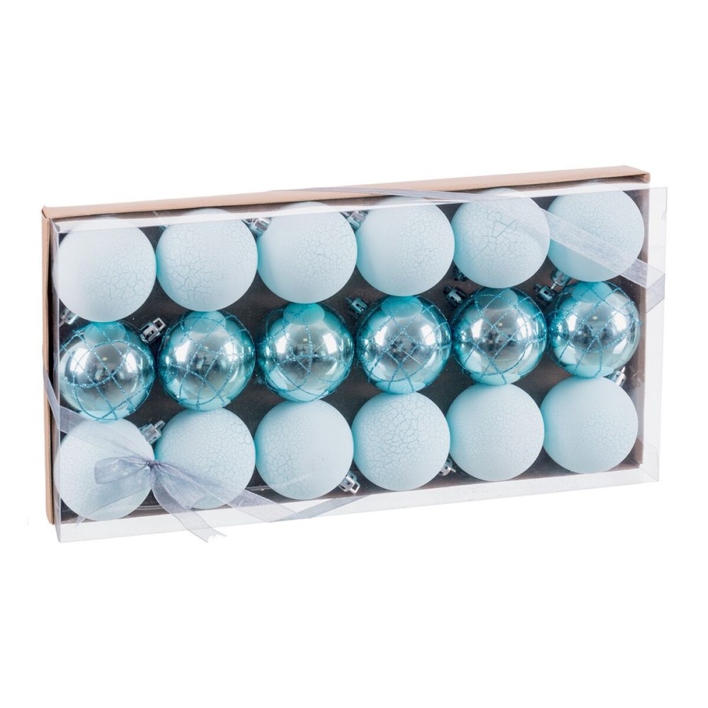 Boules de Noël Bleu Plastique Ø 5 cm (18 Unités)