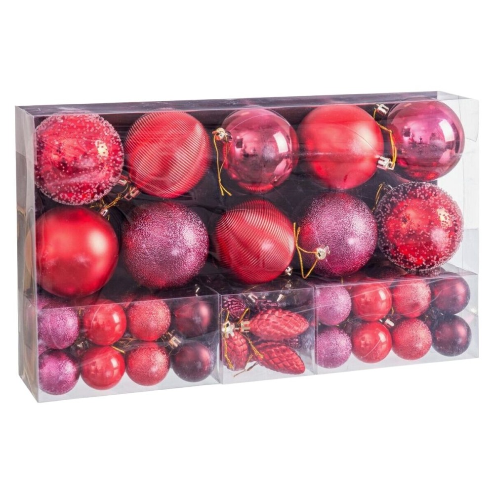 Christmas Baubles Red Plastic (50 Units)