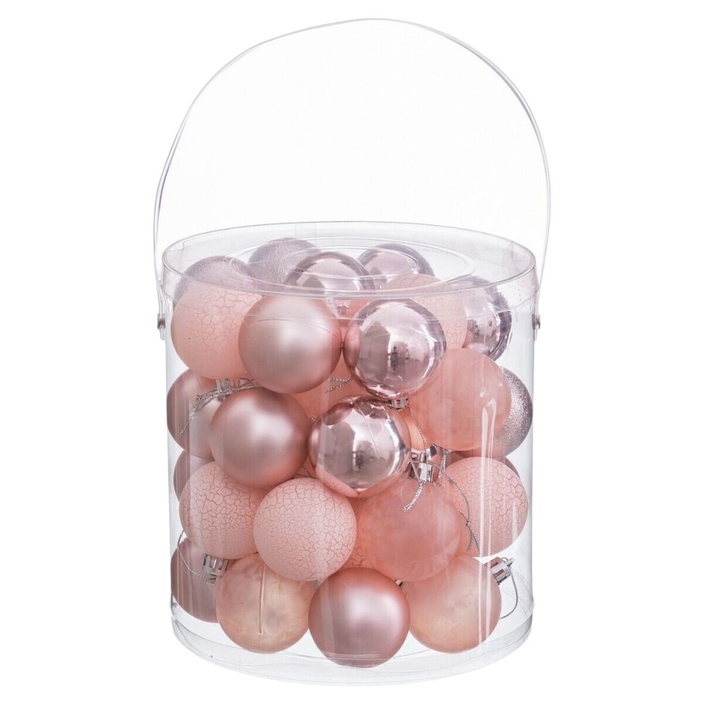 Boules de Noël Rose Plastique Ø 5 cm (40 Unités)