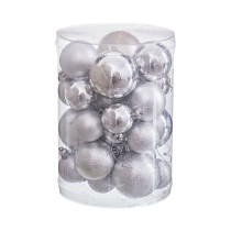 Christmas Baubles Silver Plastic (27 Units)