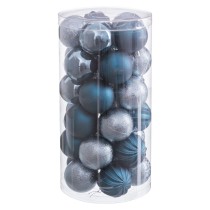 Boules de Noël Bleu Plastique Ø 6 cm (30 Unités)