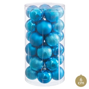 Boules de Noël Bleu Plastique Ø 6 cm (30 Unités)