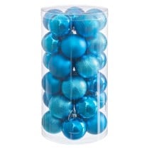 Boules de Noël Bleu Plastique Ø 6 cm (30 Unités)