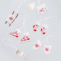 Christmas bauble White Red 13 X 11 X 2 CM (10 Units)