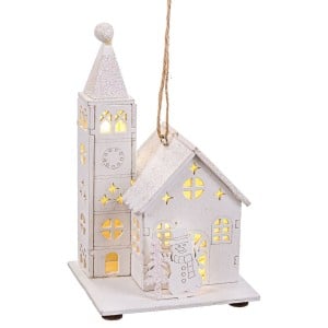 Christmas bauble White Church 8,5 x 7,5 x 14,5 cm