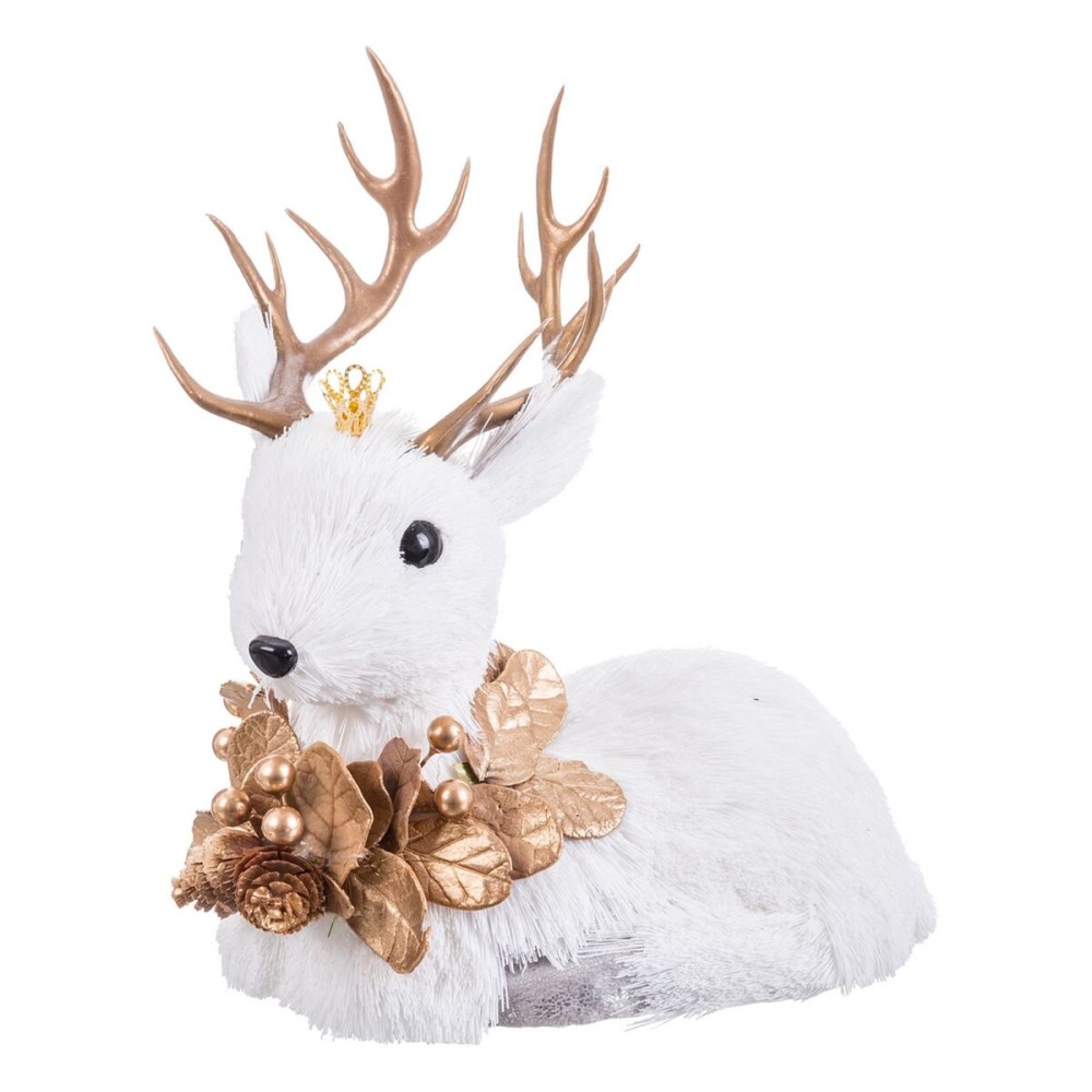 Christmas bauble White Gold Deer 20 x 11 x 22 cm