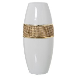 Vase Alexandra House Living Blanc Doré Céramique Brillant 14 x 14 x 30 cm