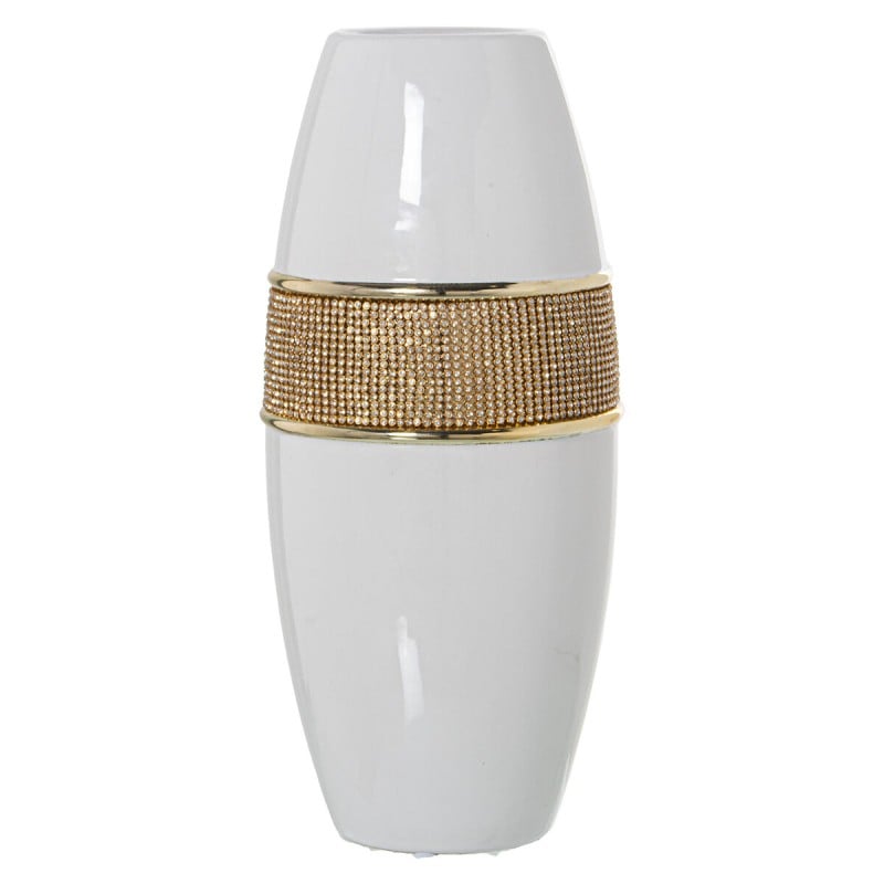 Vase Alexandra House Living Weiß Gold aus Keramik Brillant 14 x 14 x 30 cm