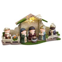 Christmas nativity set Multicolour Ceramic MDF Wood 33 x 10,5 x 17 cm (7 Pieces)