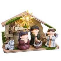 Crèche de Noël Multicouleur Céramique Bois MDF 22,5 x 8,5 x 16,5 cm (5 Pièces)