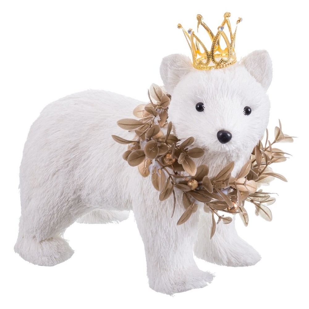 Christmas bauble White Gold Bear 22 x 15 x 20 cm