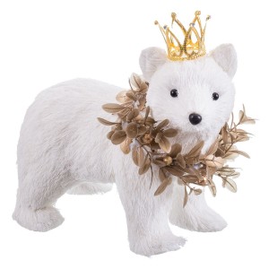 Christmas bauble White Gold Bear 22 x 15 x 20 cm