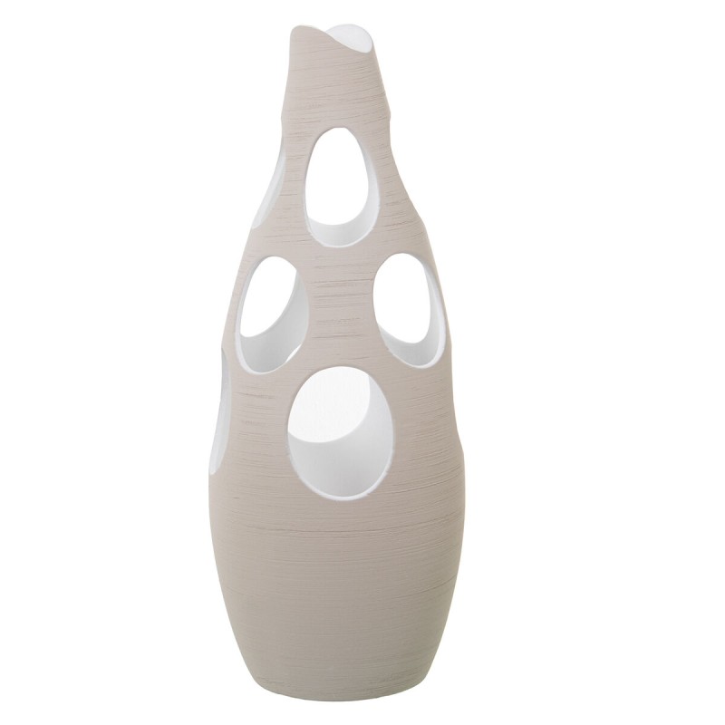 Floor vase Alexandra House Living Ecru Ceramic Stripes Circles 24 x 24 x 63 cm