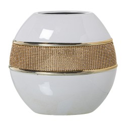 Vase Alexandra House Living Blanc Doré Céramique Brillant 13 x 23 x 21 cm