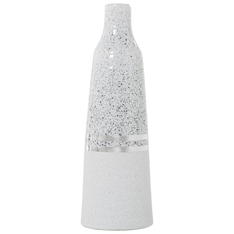 Vase Alexandra House Living White Silver Ceramic 13 x 13 x 37 cm