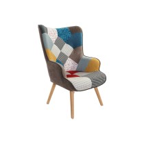 Fauteuil DKD Home Decor 70 x 73 x 100 cm Marron Bois d'hévéa Multicouleur