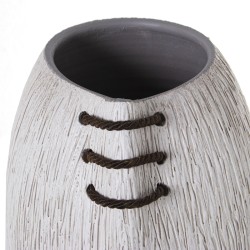 Floor vase Alexandra House Living White Ceramic Stripes 24 x 24 x 78 cm