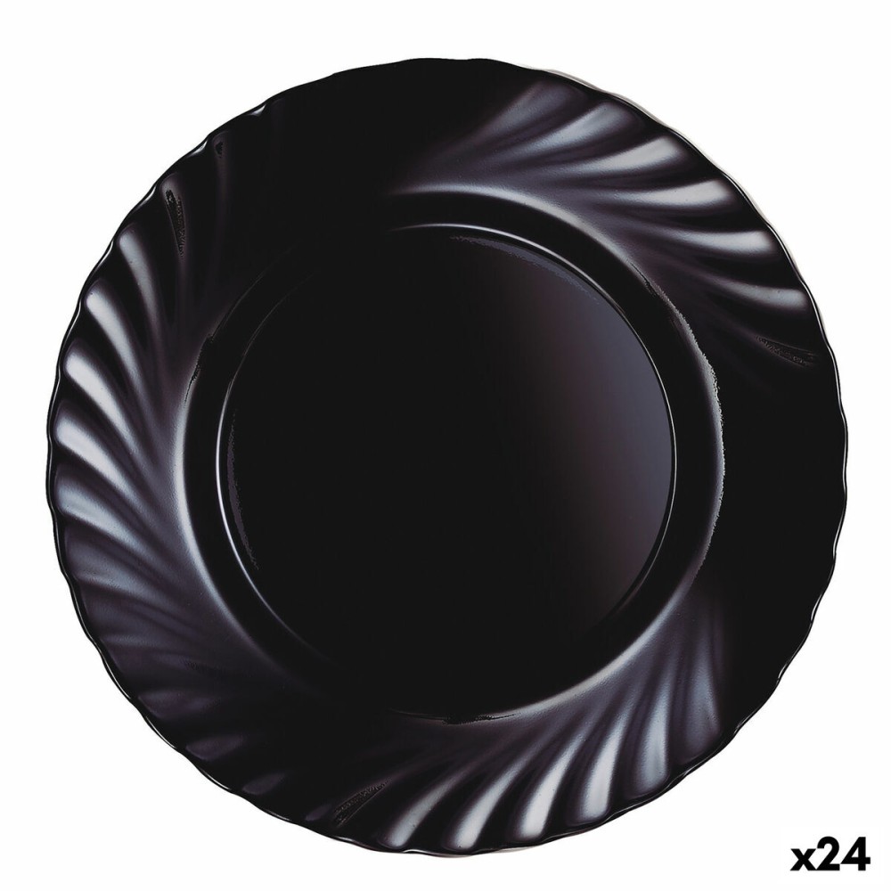 Flat plate Luminarc Trianon Black Glass (Ø 24,5 cm) (24 Units)