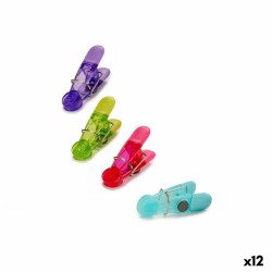 Bag Closing Clips Multicolour Natural rubber Plastic 4 Pieces Magnetic (12 Units)