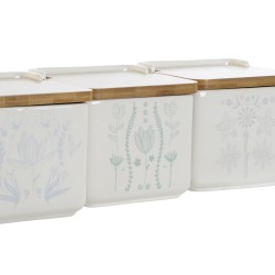 Salière avec couvercle DKD Home Decor Bleu Blanc Vert Lila Bambou Scandi 750 ml 14 x 12,5 x 12 cm (3 Unités)