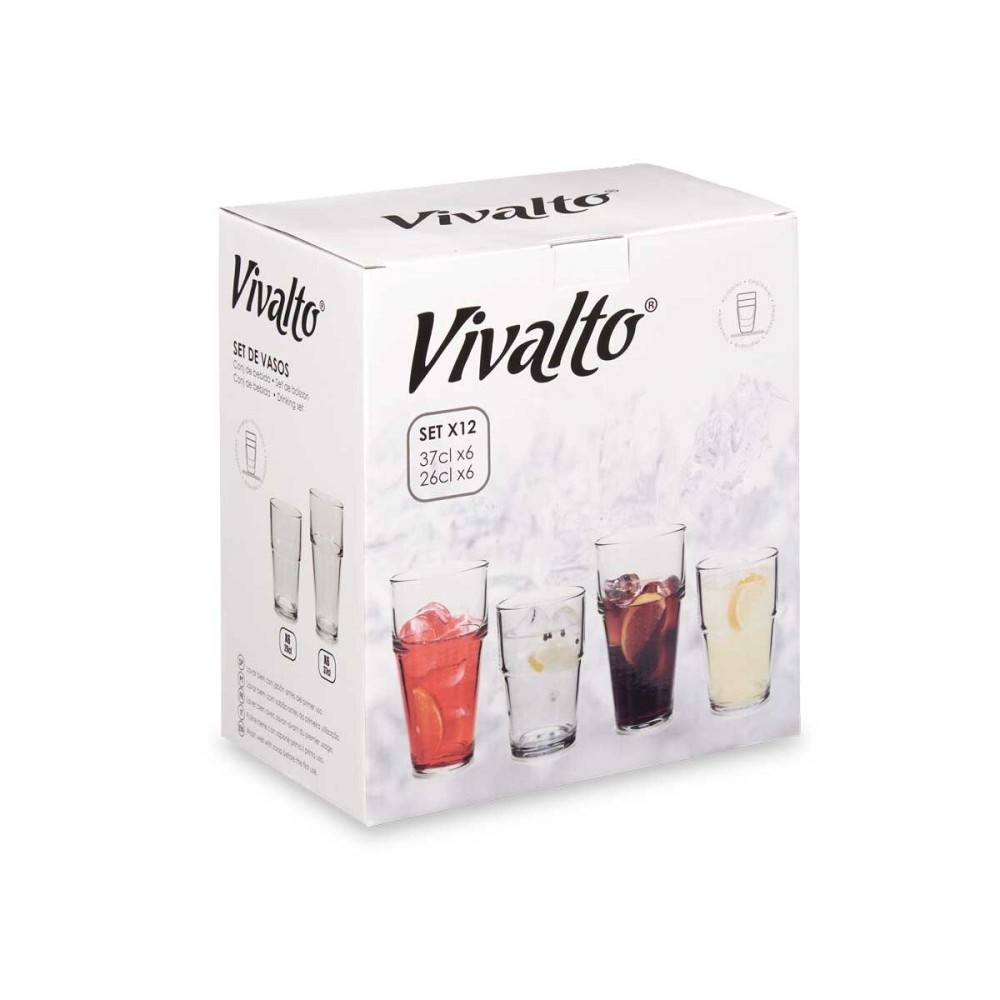 Set de Verres Vivalto S12176/BHA Transparent verre 260 ml 370 ml (4 Unités)