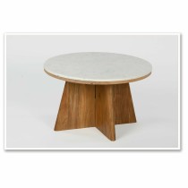 Table Basse DKD Home Decor Marbre Acacia (70 x 70 x 43 cm)