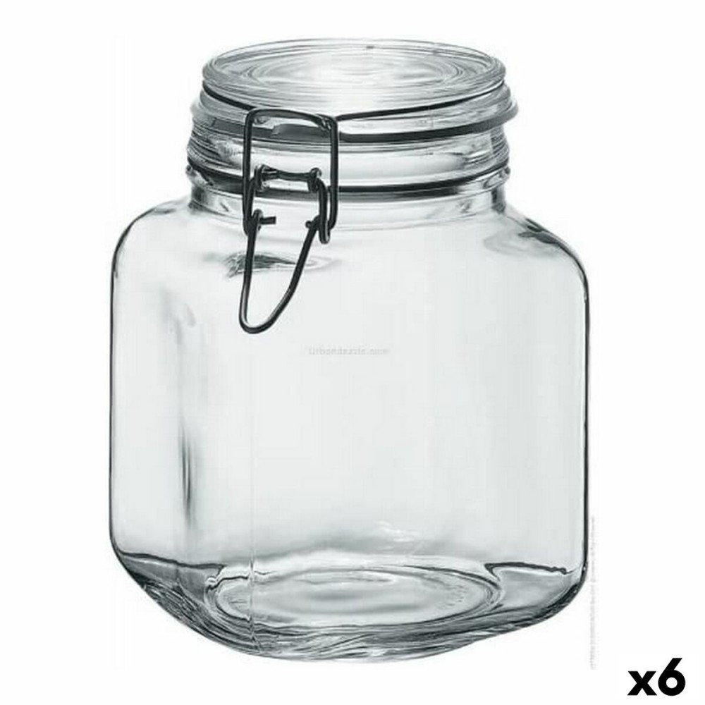 Pot en verre Borgonovo 33211 Hermétique Transparent 1,7 L 12 x 12 x 17 cm (6 Unités)