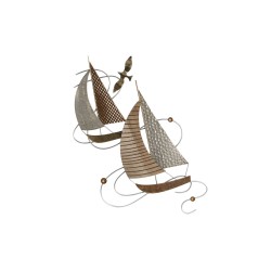 Wanddekoration Home ESPRIT Braun Gold Yachten 42,5 x 4 x 77,5 cm