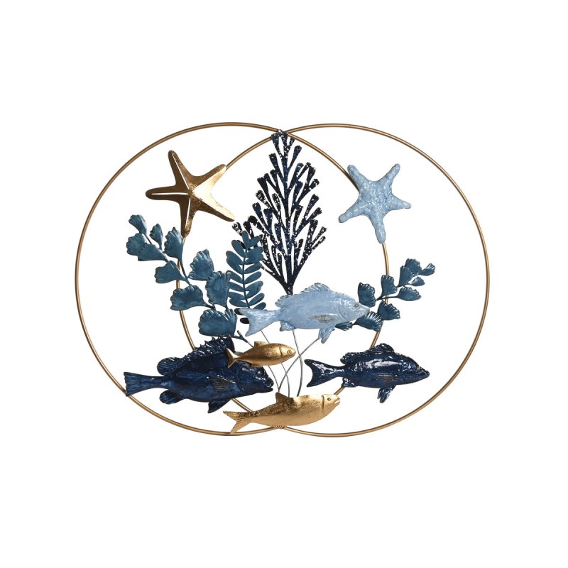 Wall Decoration Home ESPRIT Blue Golden Mediterranean Fish 83 x 6 x 63 cm