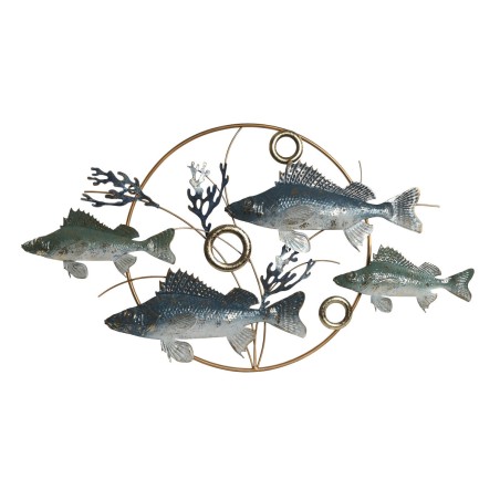 Décoration murale Home ESPRIT Bleu Doré méditerranéen Poissons 91 x 4,5 x 50 cm