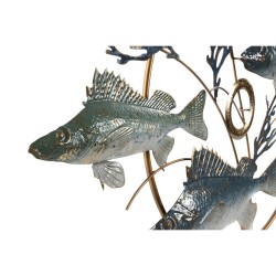 Wall Decoration Home ESPRIT Blue Golden Mediterranean Fish 91 x 4,5 x 50 cm