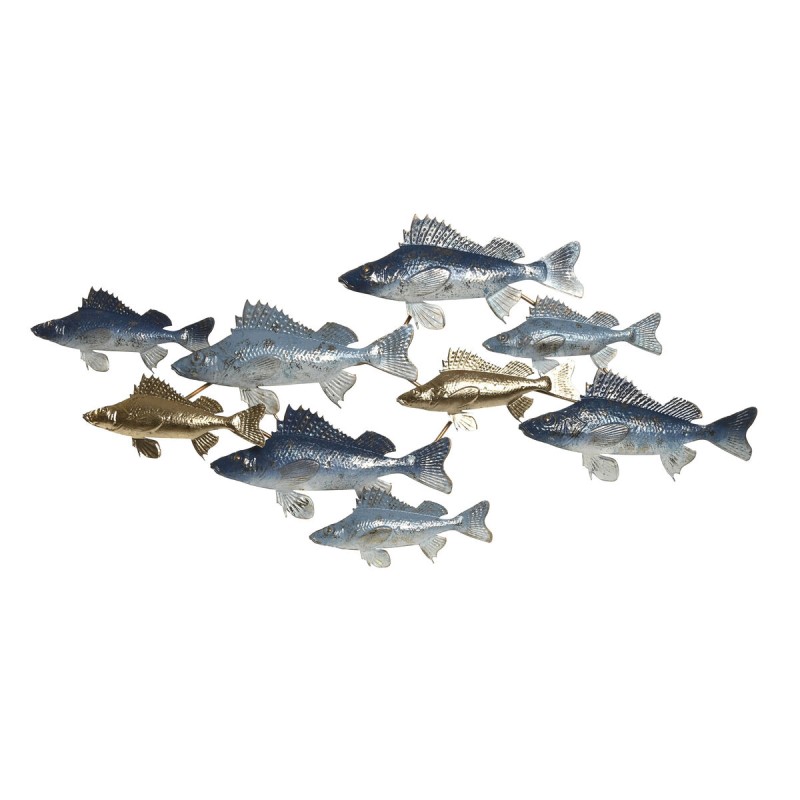 Décoration murale Home ESPRIT Bleu Doré méditerranéen Poissons 118 x 6,5 x 58 cm